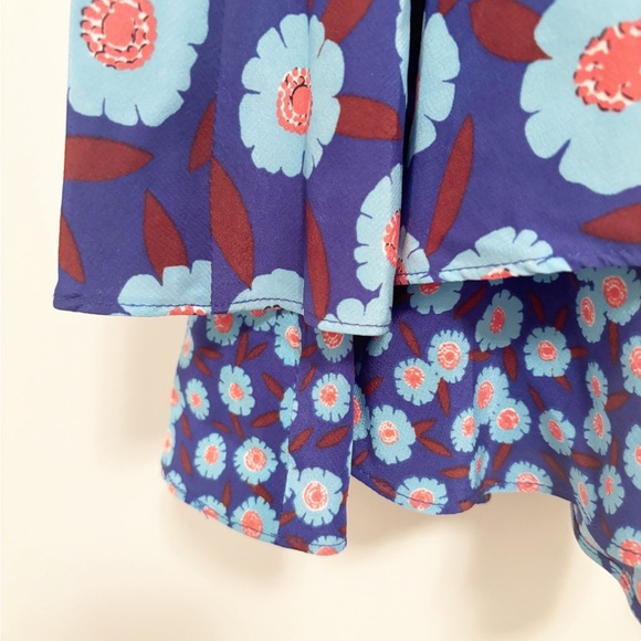 Kate Spade Blue Floral Tangier Layered Silk Flowy
Back Zip Mini Skirt-Small - Picture 8 of 9